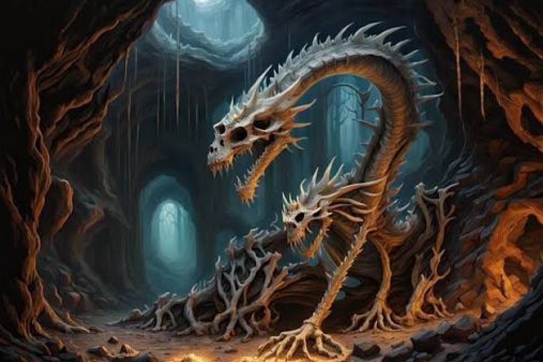 Dragon Skeleton in Crystal Cavern
