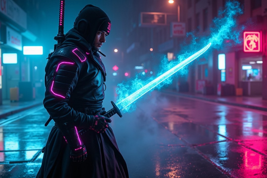 Cyber Samurai Neon Blade