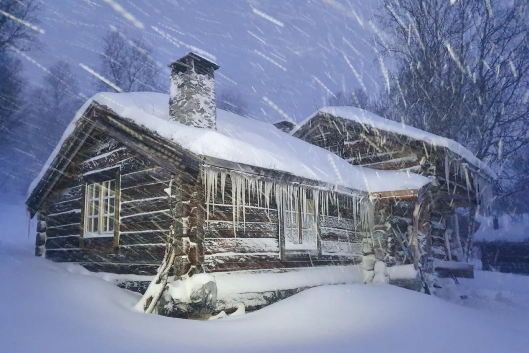 Blizzard Over Mountain Chalet