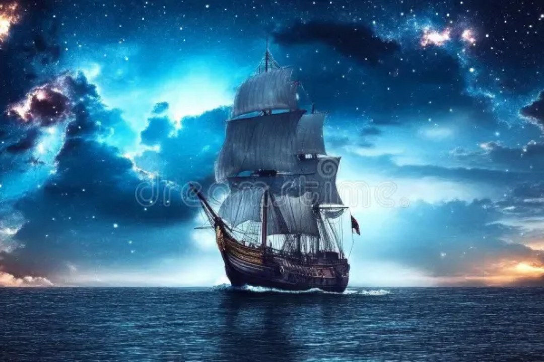 Ghost Galleon Starlit Ocean